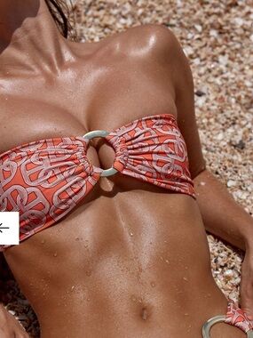 Monday Swimwear Orange Geo Chain Bathing Suit Set Size 12-14